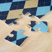Beige bleu Plaid Jigsaw Puzzle Daisy (Côté)