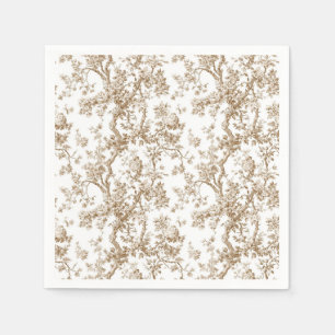 Beige Bloeiende Boom Toile Cocktail Servetten