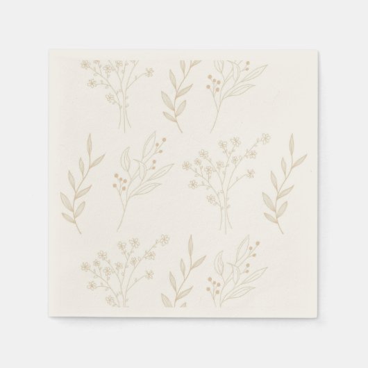 Beige Bloemen Boho bruiloft Servet (Voorkant)