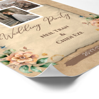 Beige bloemen bruiloft uitnodiging poster