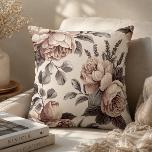 Beige Bloemen Kussen