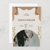 Beige bloemenbruiloft uitnodiging (Voorkant / Achterkant)