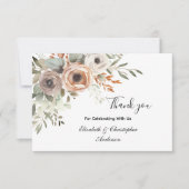 Beige Bloemengroen Botanische bruiloft Dank u (Voorkant)