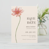 Beige bloemenweide  save the date (Staand voorkant)
