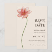 Beige bloemenweide  save the date (Voorkant / Achterkant)