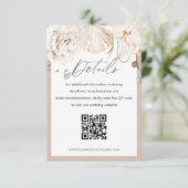 Beige bloemige tuin trouw QR-code detailkaart Informatiekaartje (Staand voorkant)