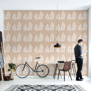 Beige bloemmotief blad waterverf botanische herfst behang