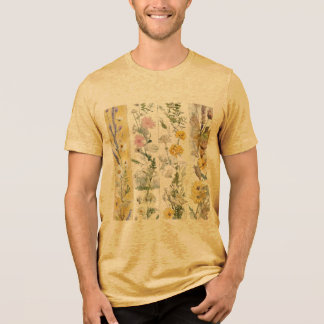 Beige bloemmotief in penseelstreek Tri-Blend shirt