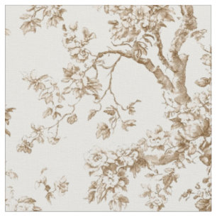 Beige Bloesemtak Toile Patroon Stof