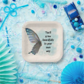 Beige Blue Butterfly 7-inch Square Paper Bord (Feest)