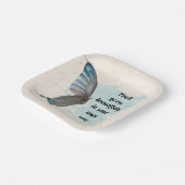 Beige Blue Butterfly 7-inch Square Paper Bord (Gebogen)