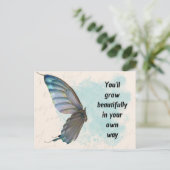 Beige Blue  Butterfly Standard Briefkaart (Staand voorkant)