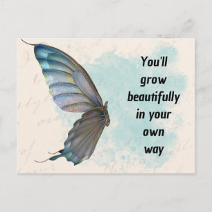 Beige Blue  Butterfly Standard Briefkaart