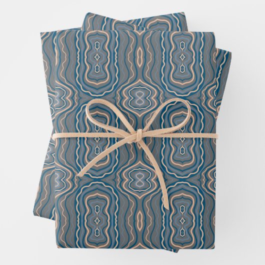 Beige Blue en Grey Alternative Pattern Design Inpakpapier Vel (In situ)