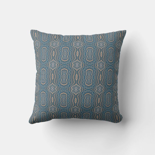 Beige Blue en Grey Alternative Pattern Design Kussen (Achterkant)
