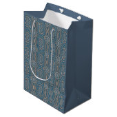 Beige Blue en Grey Alternative Pattern Design Medium Cadeauzakje (Voorkant Gekanteld)