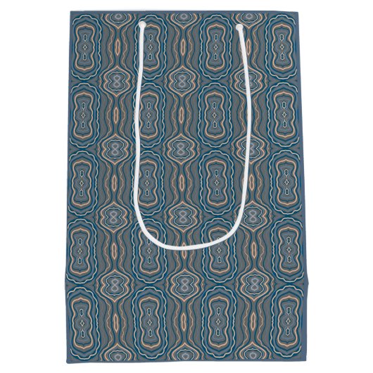 Beige Blue en Grey Alternative Pattern Design Medium Cadeauzakje (Achterkant)