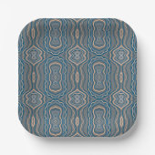 Beige Blue en Grey Alternative Pattern Design Papieren Bordje (Voorkant)