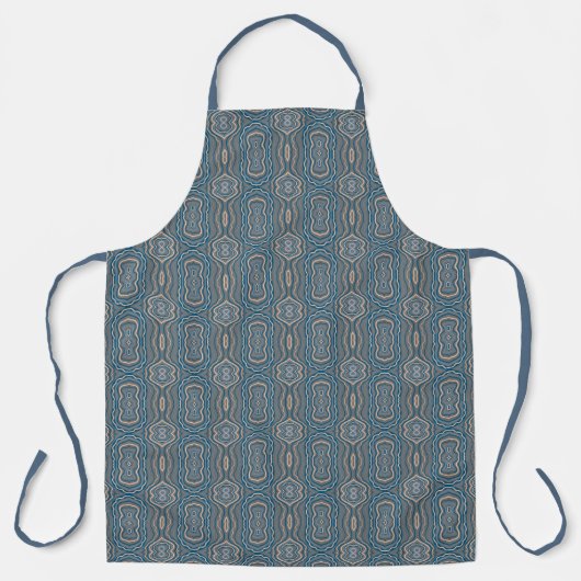 Beige Blue en Grey Alternative Pattern Design Schort (Voorkant)
