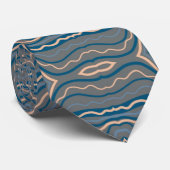 Beige Blue en Grey Alternative Pattern Design Stropdas (Opgerold)