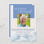 Beige & Blue Sky Funeral Invitation Template (Devant / Derrière)