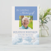 Beige & Blue Sky Funeral Invitation Template Kaart (Staand voorkant)