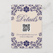 Beige Blue Wedding Qr code Details Informatiekaartje (Voorkant)
