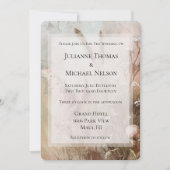  Beige Blush Boho Bloemen Huwelijk Kaart (Voorkant)