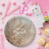Beige Blush Boho Floral Papieren Bordje (Feest)