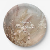 Beige Blush Boho Floral Papieren Bordje (Voorkant)