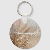 Beige Blush Boho Floral Sleutelhanger (Voorkant)