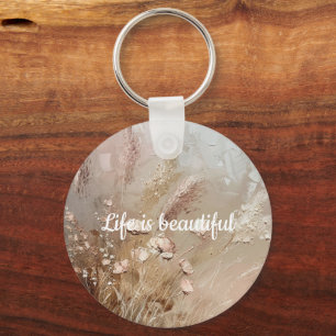 Beige Blush Boho Floral Sleutelhanger