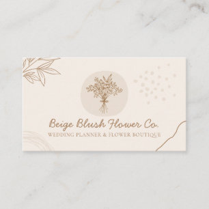Beige Blush Calligrafie Bruidsboeket Bloemen Visitekaartje