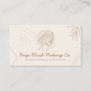 Beige Blush Calligrafie Schoonheid Gezicht Elegant Visitekaartje