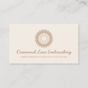 Beige Blush Diamond logo Embroidery Lace Sewing Visitekaartje