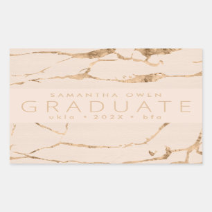 Beige Blush Foto Afstudeerder Gold Marble Photo An Rechthoekige Sticker