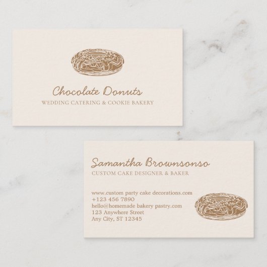 Beige Blush Homemade Chocolade Donut Logo Visitekaartje (Voorkant / Achterkant)