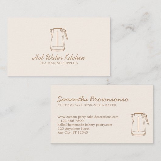 Beige Blush Kitchen Util Tea Bowler Visitekaartje (Voorkant / Achterkant)