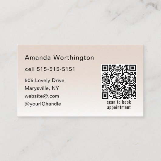 Beige Blush Lashed Minimalist Photo QR Code Visitekaartje (Achterkant)