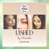 Beige Blush Lashed Minimalistische Script Foto Log Raamsticker (Vel 3)