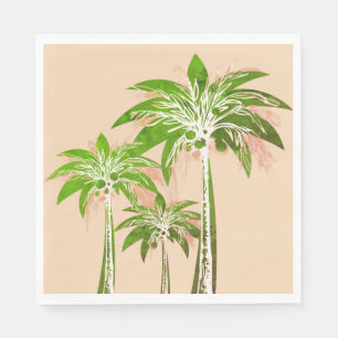 Beige Blush Palmboom Tropische Bruidsdouche Servet