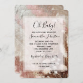 Beige Blush Pink Boho Floral Baby shower Kaart (Voorkant / Achterkant)