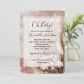 Beige Blush Pink Boho Floral Baby shower Kaart (Staand voorkant)
