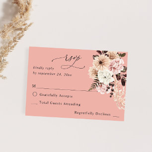 Beige & Blush Rose Pâle Rustique sans Réponse pour