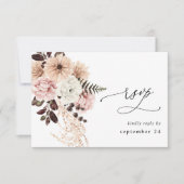 Beige & Blush Rose Rustique avec RSVP de repas (Devant)