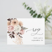 Beige & Blush Rose Rustique avec RSVP de repas (Debout devant)