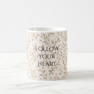 Beige Blush Roze Bloem Koffiemok