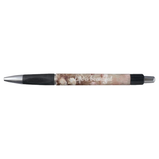  Beige Blush Roze Boho Bloemen Pen (Voorkant)