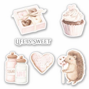 Beige Blush Roze Chocolade Hartjes Egel Sticker