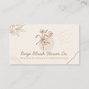 Beige Blush Trouw Calligrafie Chic Klasse Bloem Visitekaartje